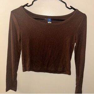 Ultralite Brown Long Sleeve Semi Cropped Shirt
